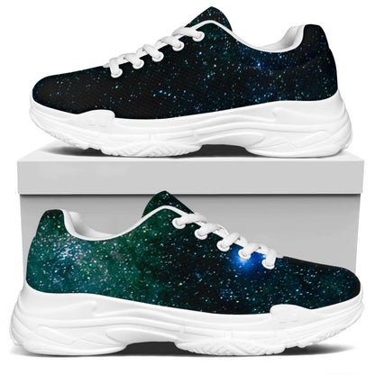 Dark Green Galaxy Space Print White Chunky Shoes