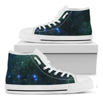 Dark Green Galaxy Space Print White High Top Sneakers