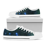 Dark Green Galaxy Space Print White Low Top Sneakers