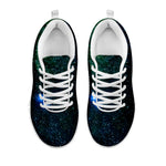 Dark Green Galaxy Space Print White Running Shoes