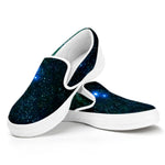 Dark Green Galaxy Space Print White Slip On Sneakers