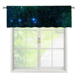 Dark Green Galaxy Space Print Window Valance