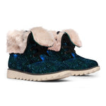 Dark Green Galaxy Space Print Winter Boots