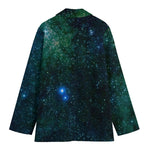 Dark Green Galaxy Space Print Women's Blazer