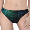 Dark Green Galaxy Space Print Women's Thong