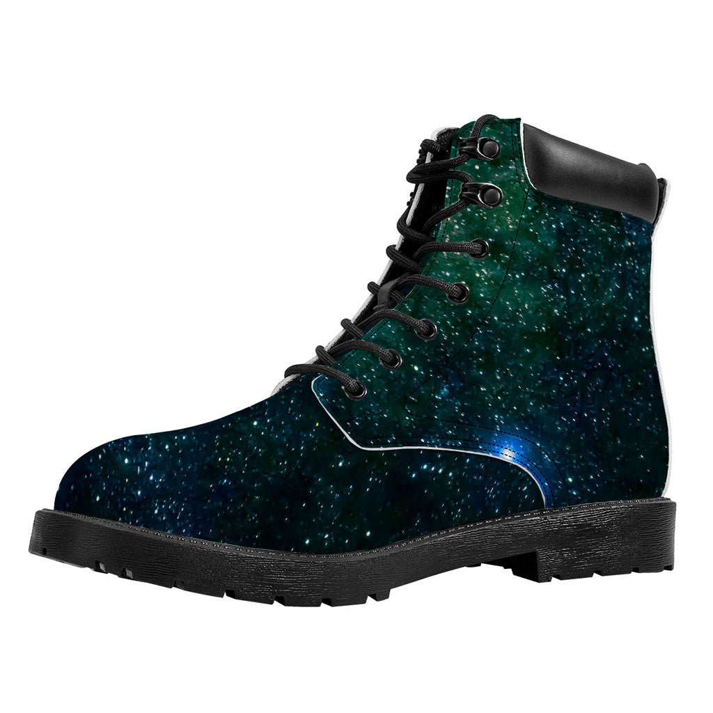 Dark Green Galaxy Space Print Work Boots