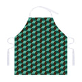 Dark Green Geometric Cube Pattern Print Adjustable Apron