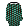 Dark Green Geometric Cube Pattern Print Baby Seat Cover