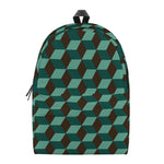 Dark Green Geometric Cube Pattern Print Backpack