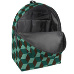 Dark Green Geometric Cube Pattern Print Backpack