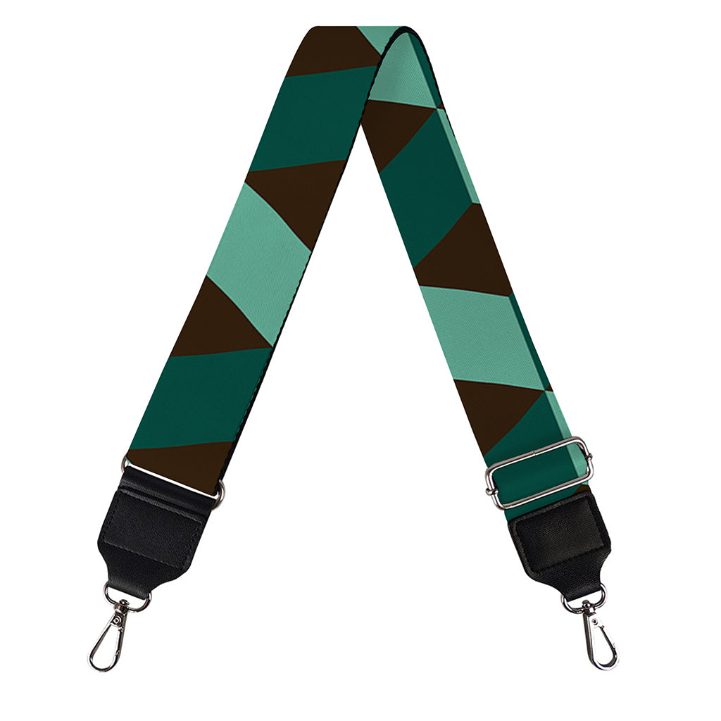 Dark Green Geometric Cube Pattern Print Bag Strap