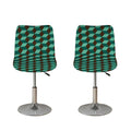 Dark Green Geometric Cube Pattern Print Bar Stool Covers