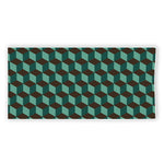 Dark Green Geometric Cube Pattern Print Beach Towel