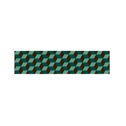 Dark Green Geometric Cube Pattern Print Bed Runner