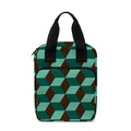 Dark Green Geometric Cube Pattern Print Bible Tote Bag