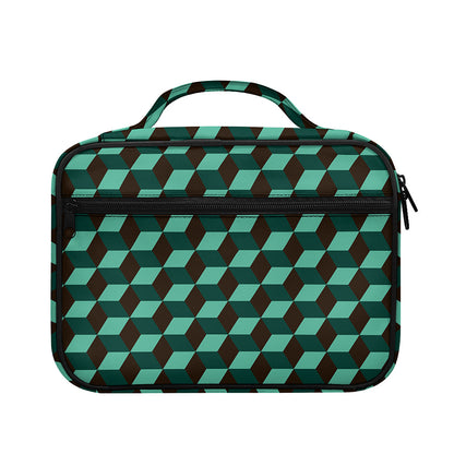 Dark Green Geometric Cube Pattern Print Briefcase Bible Bag