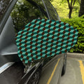 Dark Green Geometric Cube Pattern Print Car Side Mirror Covers