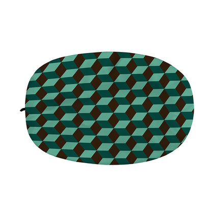 Dark Green Geometric Cube Pattern Print Car Side Mirror Covers