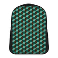 Dark Green Geometric Cube Pattern Print Casual Backpack