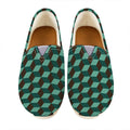 Dark Green Geometric Cube Pattern Print Casual Shoes