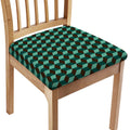 Dark Green Geometric Cube Pattern Print Chair Cushion Cover