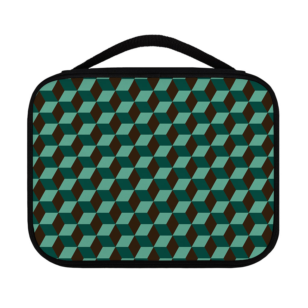 Dark Green Geometric Cube Pattern Print Classic Bible Case