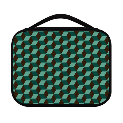Dark Green Geometric Cube Pattern Print Classic Bible Case