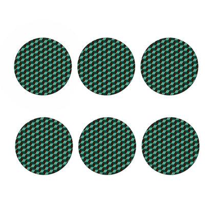 Dark Green Geometric Cube Pattern Print Coaster Set