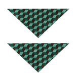 Dark Green Geometric Cube Pattern Print Dog Bandana
