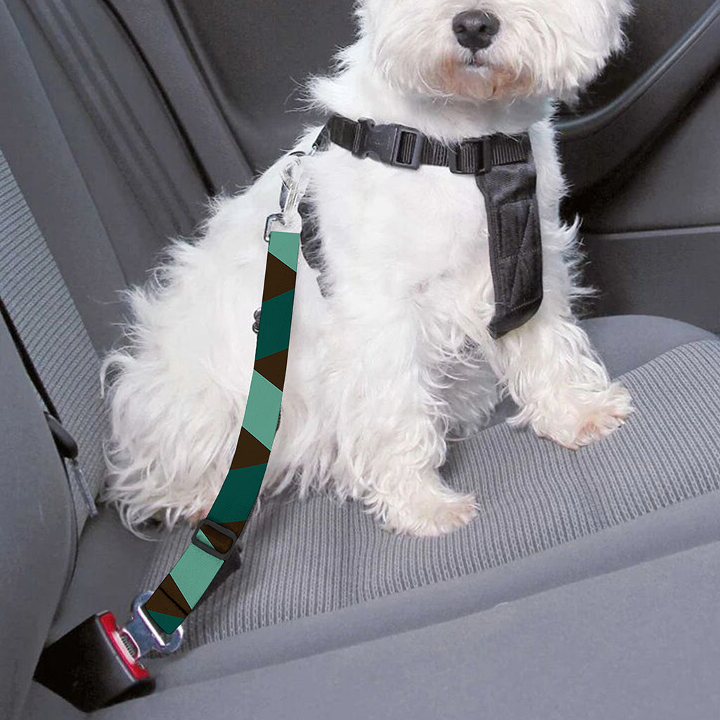 Dark Green Geometric Cube Pattern Print Dog Seat Belt