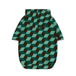 Dark Green Geometric Cube Pattern Print Dog Zip Up Hoodie