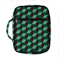 Dark Green Geometric Cube Pattern Print Front Pocket Bible Bag