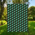 Dark Green Geometric Cube Pattern Print Garden Flag
