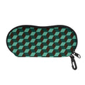 Dark Green Geometric Cube Pattern Print Glasses Case