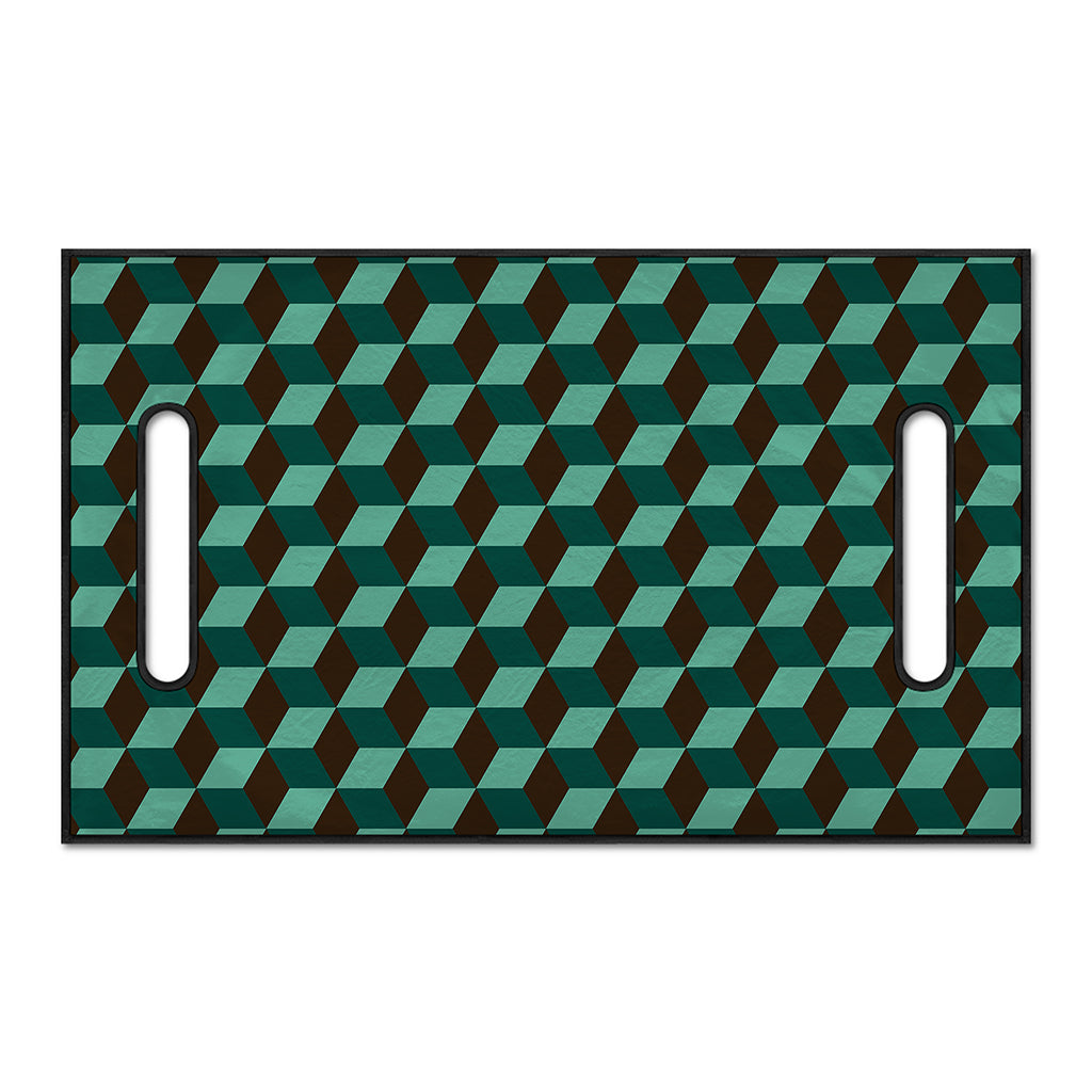 Dark Green Geometric Cube Pattern Print Golf Cart Seat Cover
