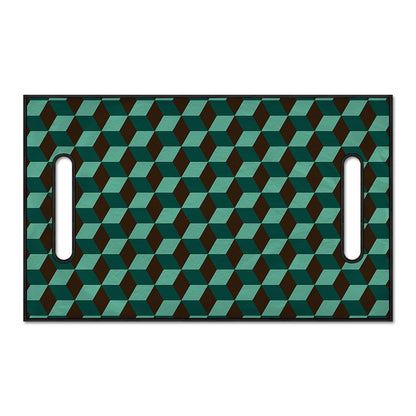Dark Green Geometric Cube Pattern Print Golf Cart Seat Cover