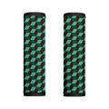 Dark Green Geometric Cube Pattern Print Handle Covers