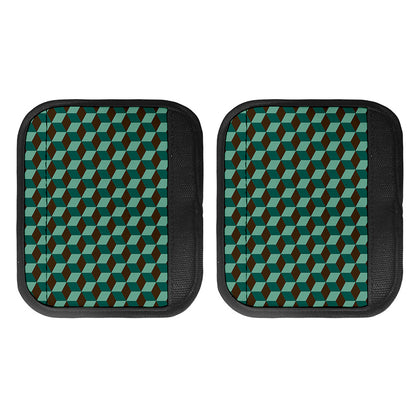 Dark Green Geometric Cube Pattern Print Handle Covers