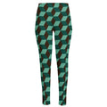 Dark Green Geometric Cube Pattern Print High-Waisted Pocket Leggings