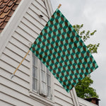 Dark Green Geometric Cube Pattern Print House Flag