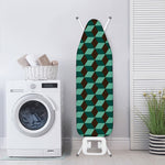 Dark Green Geometric Cube Pattern Print Ironing Board Cover