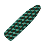 Dark Green Geometric Cube Pattern Print Ironing Board Cover
