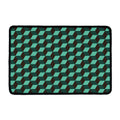 Dark Green Geometric Cube Pattern Print Kitchen Mat
