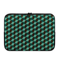 Dark Green Geometric Cube Pattern Print Laptop Sleeve