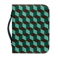Dark Green Geometric Cube Pattern Print Leather Bible Cover