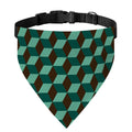 Dark Green Geometric Cube Pattern Print Over The Collar Dog Bandana