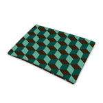 Dark Green Geometric Cube Pattern Print Pet Cooling Mat Cover