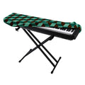 Dark Green Geometric Cube Pattern Print Piano Keyboard Cover