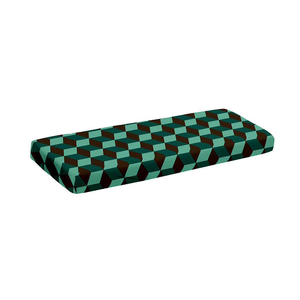 Dark Green Geometric Cube Pattern Print Piano Keyboard Cover