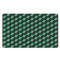 Dark Green Geometric Cube Pattern Print Polyester Doormat